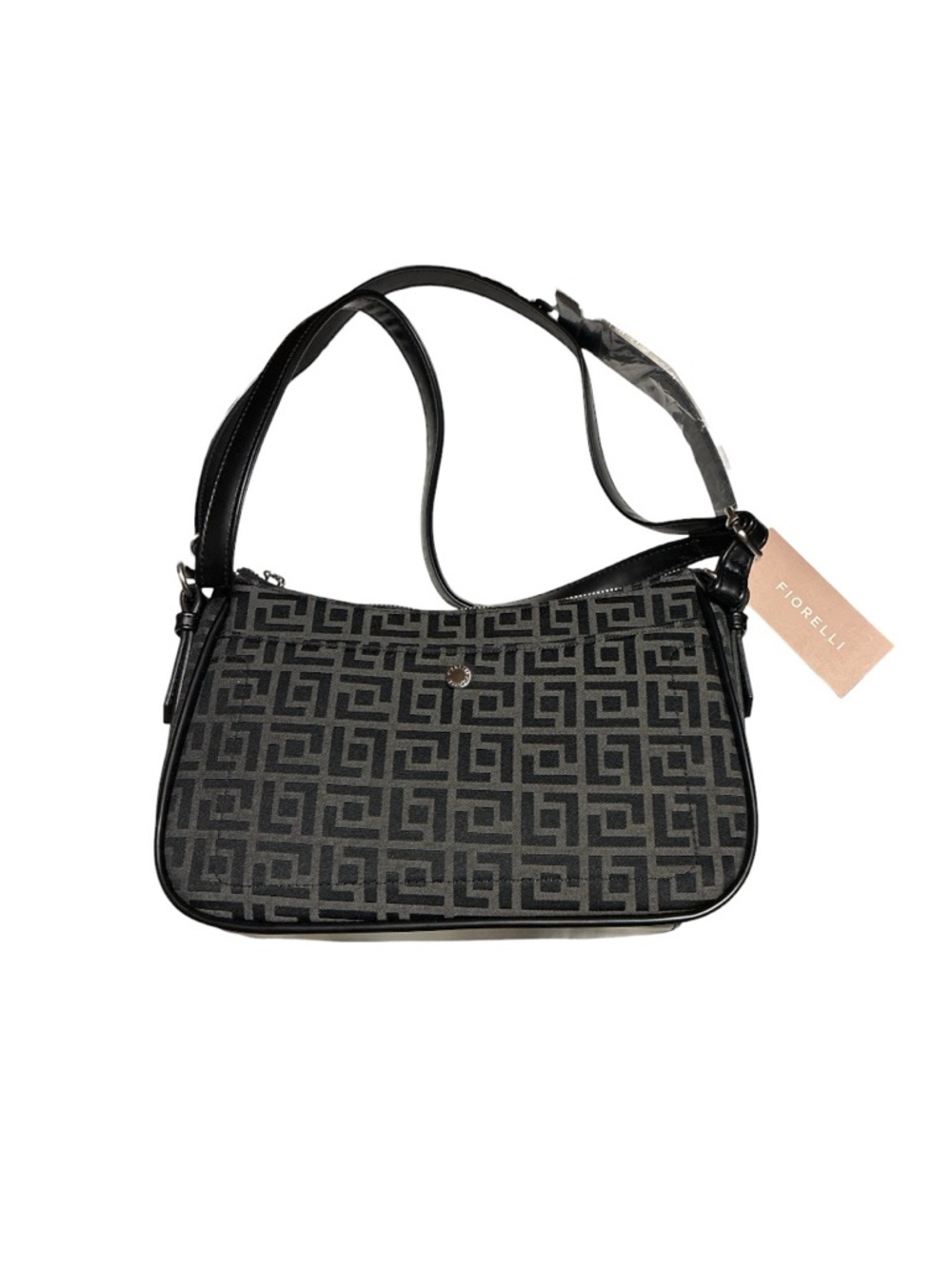 Nicole Fiorelli Geo Jaquard Print Black Shoulder Bag with Removable Strap